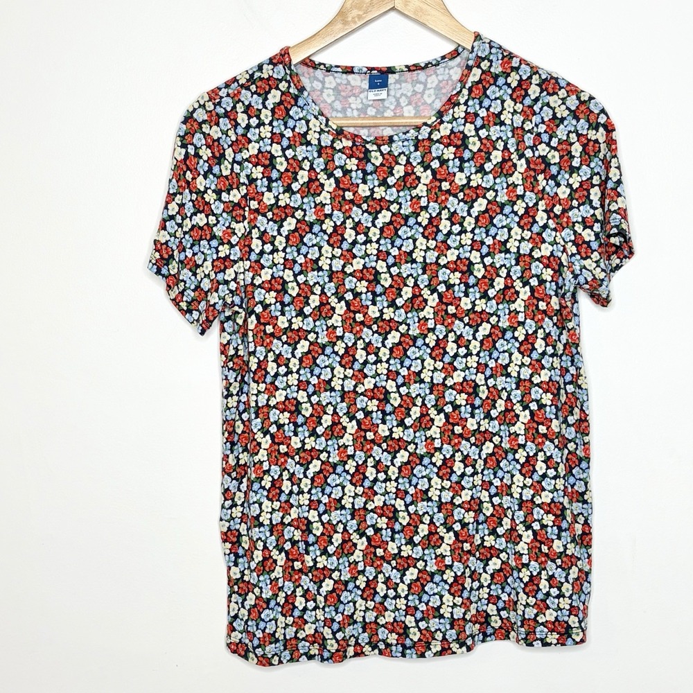 Old Navy Luxe Floral T Shirt Womens Size Small Short Sleeve Cottagecore Crewneck